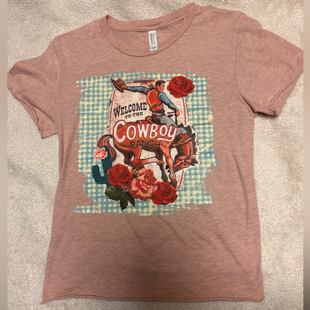 WESTERN GRAPHIC TEE-Cowboy Ranch-Size Small
